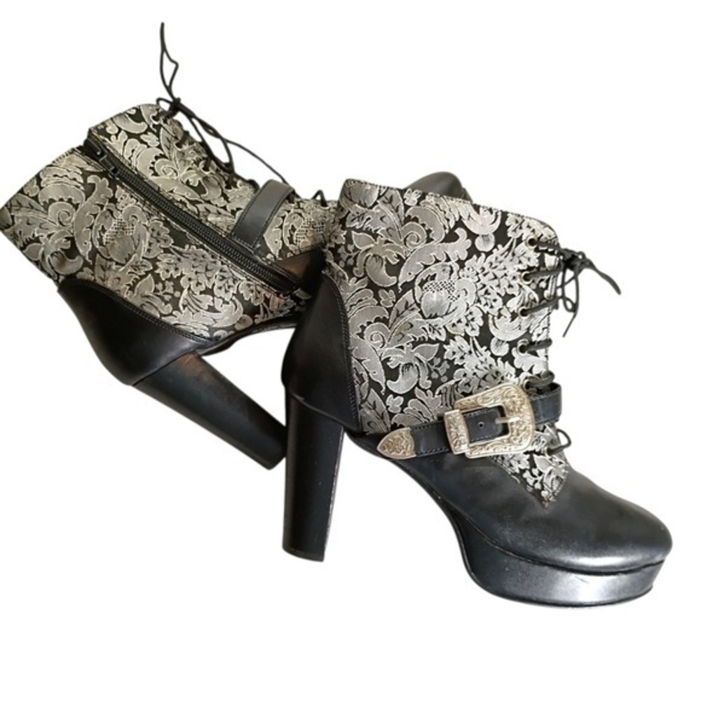 Vintage Goth Platform Shoes Black Chunky Lug Sole Y2K Grunge Punk Womens 9.5 NEW